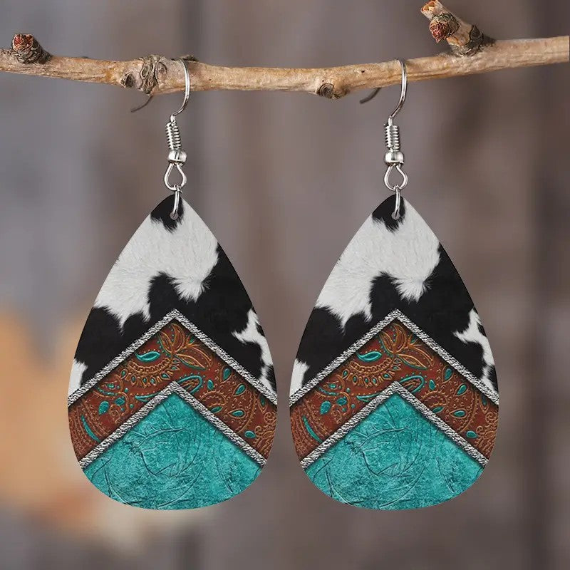 Wholesale Vintage Tree of Life Leather Earrings